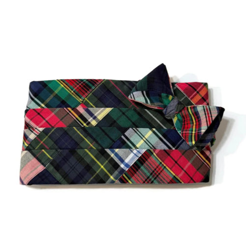 Patchwork Tartan Plaid Cummerbund & Bow Tie